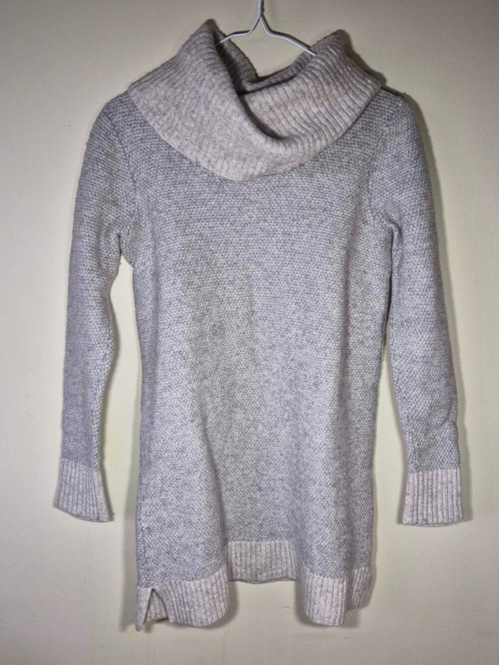 Cynthia Rowley Sweater Dress Gray Cowl Neck Lambswool Blend Soft Knit size M
